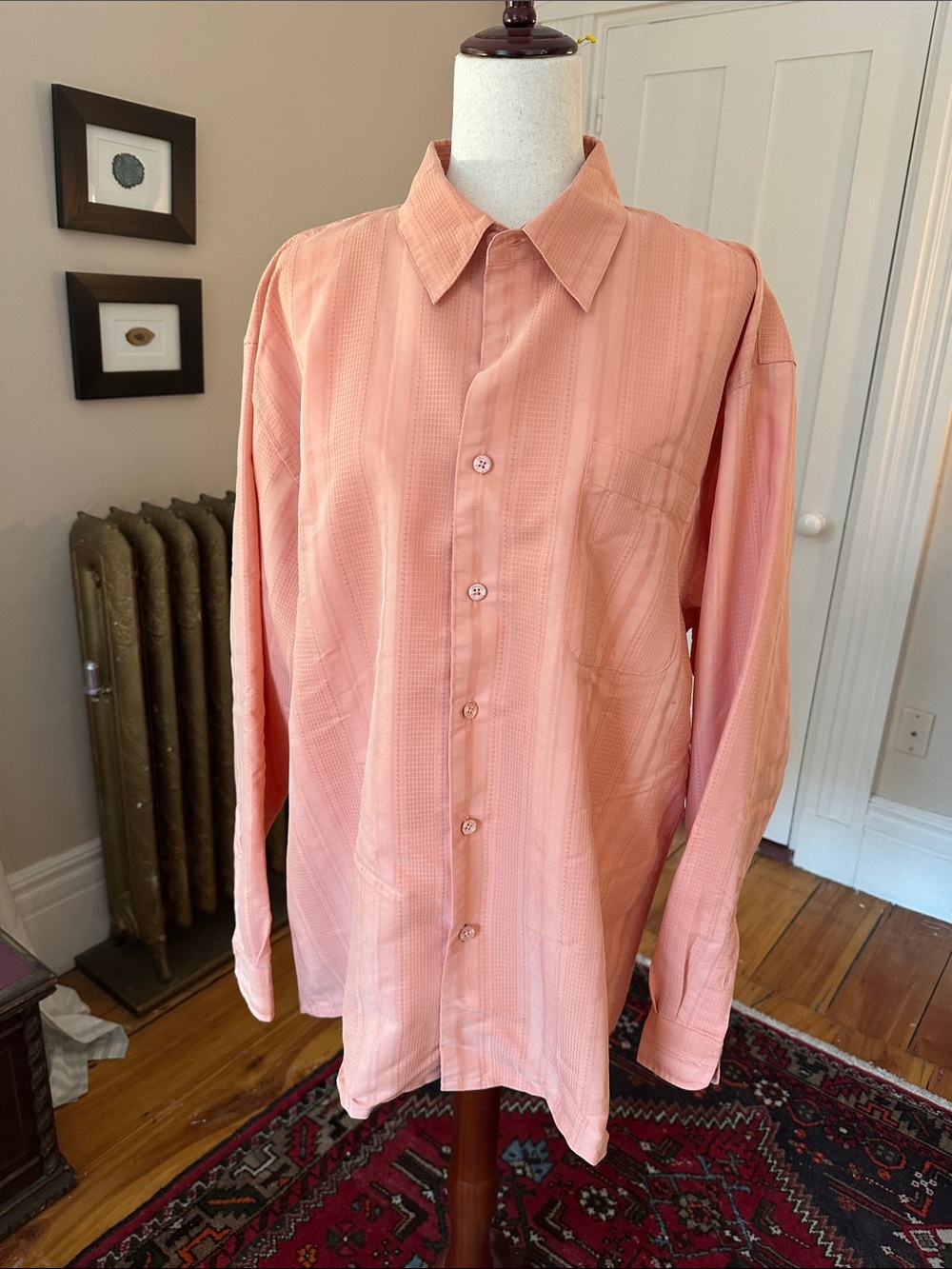Indigo Palms Men's Peach Long-Sleeve Button-Down Shirt